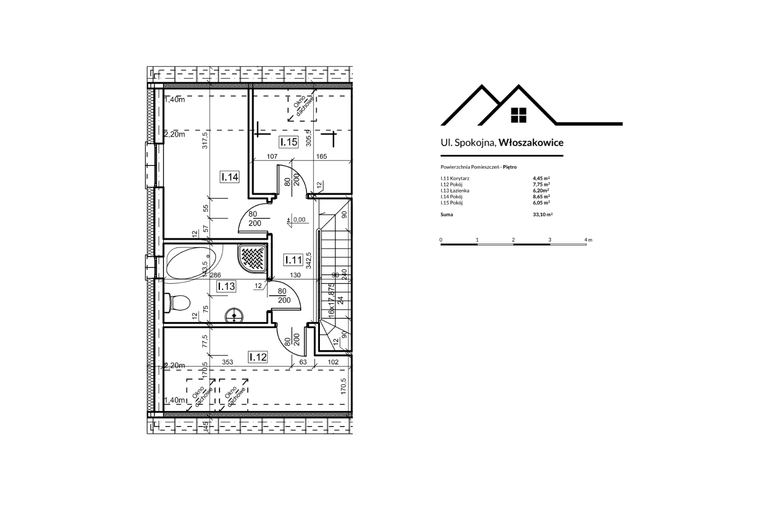 Rzut piętra wraz z aranżacją pomieszczenia